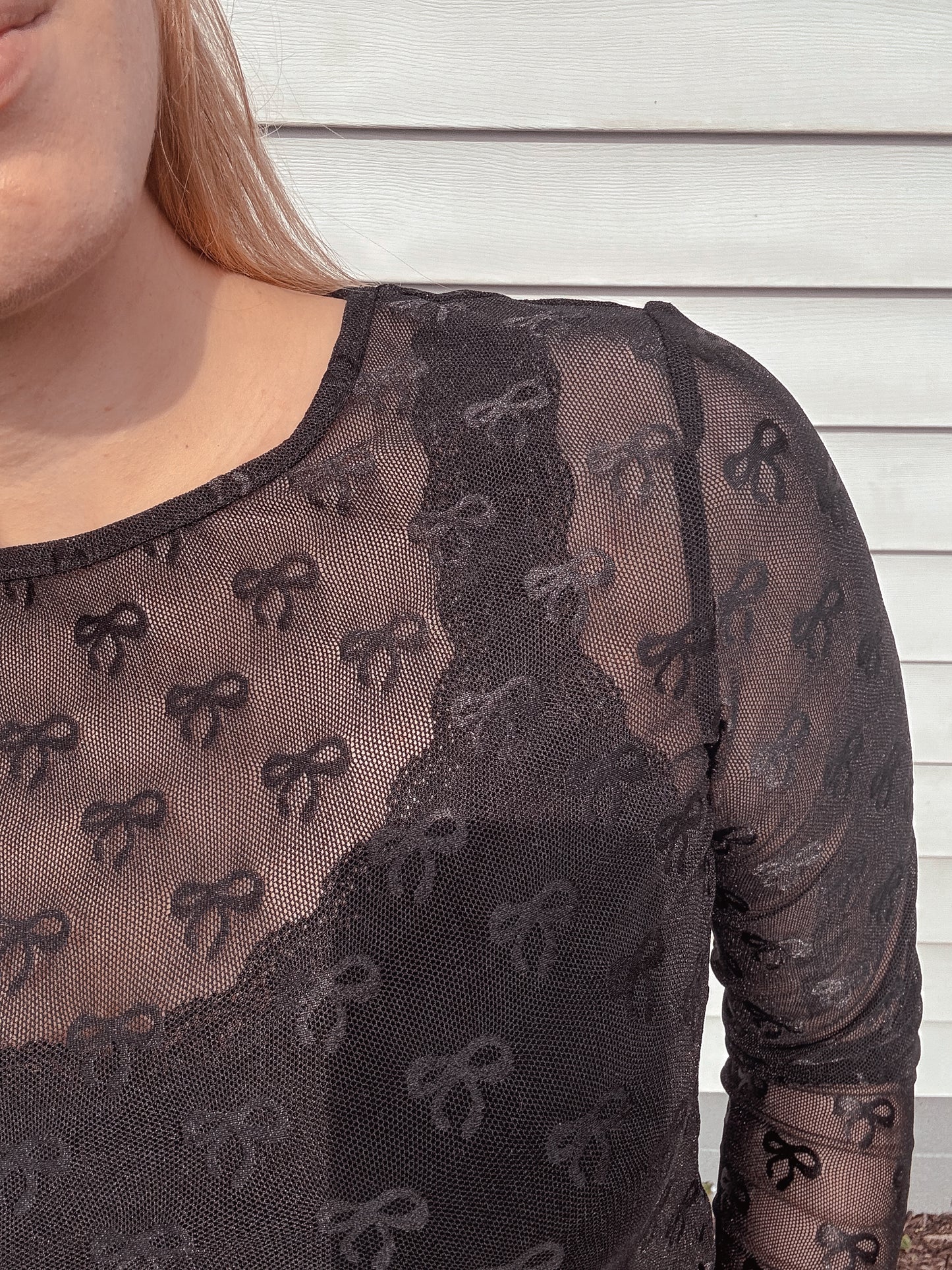 Bow Pattern Sheer Top