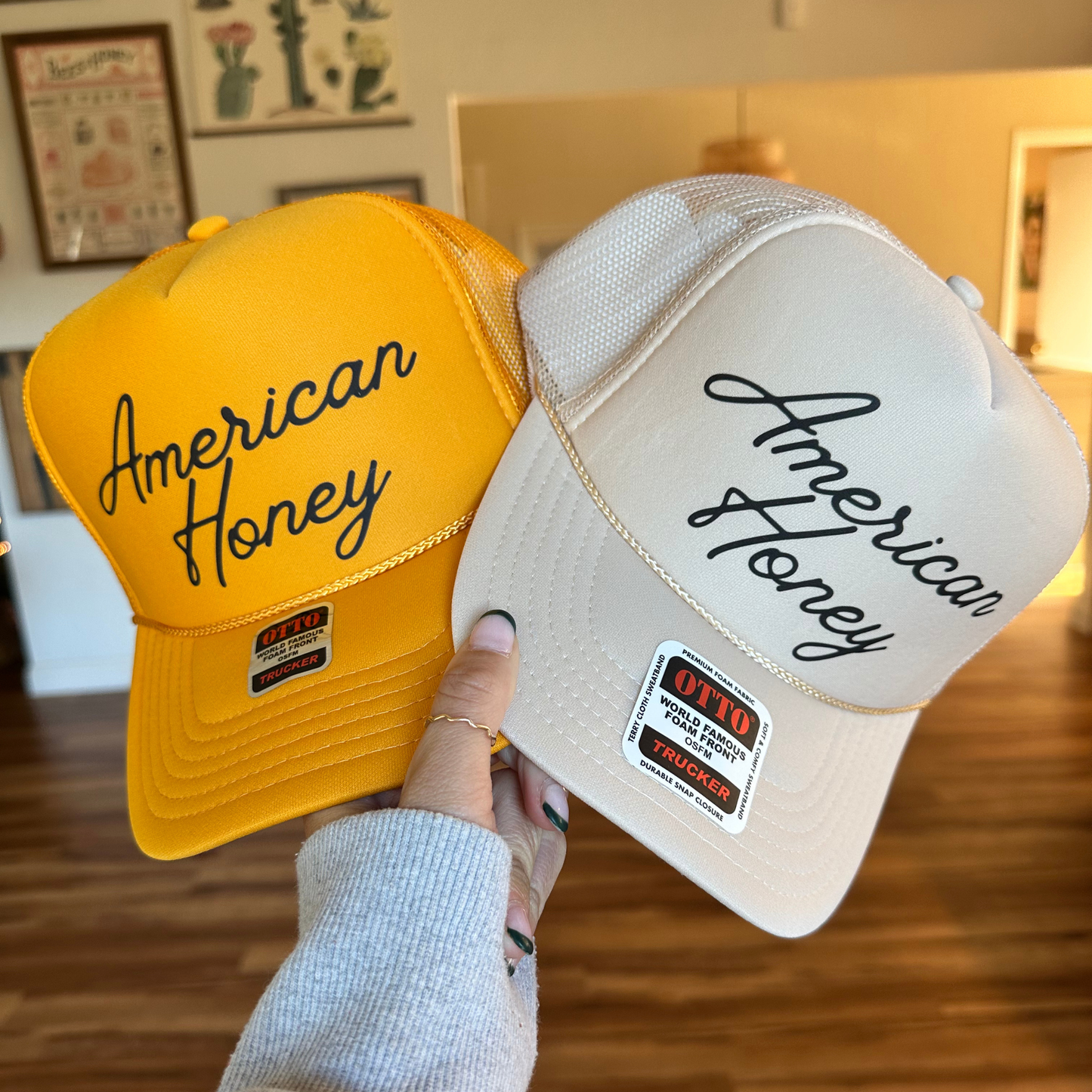 American Honey Foam Trucker Hat: Tan